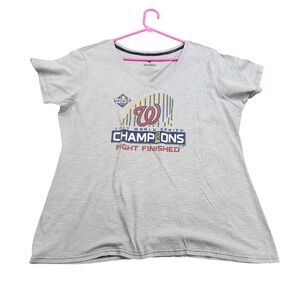 Washington Nationals Shirt Womens XL Gray MLB Baseball Fanatics 2019 WS Champs